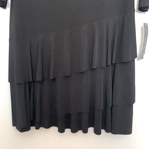 New Tiana B. Dress Black Tiered 3/4 Sleeves - Picture 4 of 5
